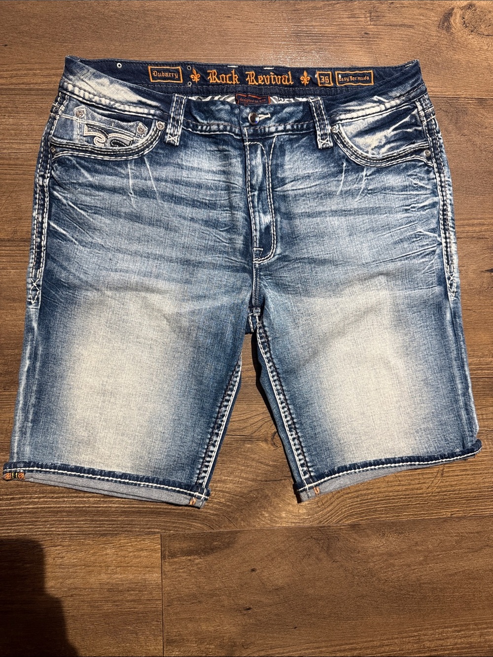 Rock Revival Women’s Size 36 Bermuda Denim Shorts – Embellished